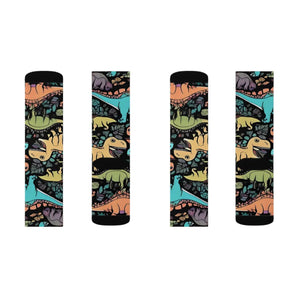 Vibrant Dinosaur Sublimation Socks - Polyester - Dipaliz