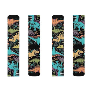 Vibrant Dinosaur Sublimation Socks - Polyester - Dipaliz