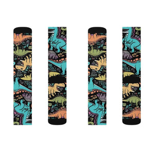 Vibrant Dinosaur Sublimation Socks - Polyester - Dipaliz