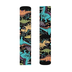 Vibrant Dinosaur Sublimation Socks - Polyester - Dipaliz