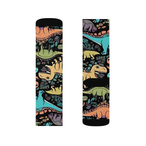 Vibrant Dinosaur Sublimation Socks - Polyester - Dipaliz
