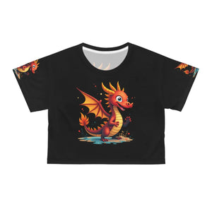 Bold Dragon Art Aop Crop Tee - Lightweight Polyester - Dipaliz - T-shirts