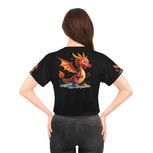 Bold Dragon Art Aop Crop Tee - Lightweight Polyester - Dipaliz - T-shirts