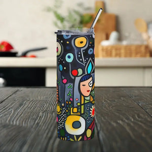 Dreamy Winged Fairies Dandelion Tumbler with Straw 20oz - Dipaliz - White / Tumblers