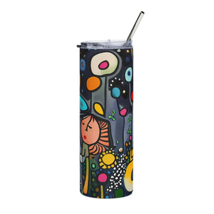 Dreamy Dandelion Tumbler with Straw 20oz Steel - Dipaliz - Tumblers