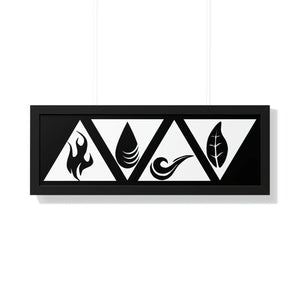 Framed Horizontal Poster - Air Elements Design - Dipaliz - 36″ x 12″ / Black