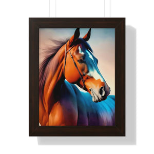 Elegant Brown Horse Framed Vertical Poster - Dipaliz - Posters Prints & Visual Artwork