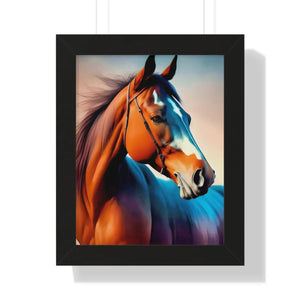 Elegant Brown Horse Framed Vertical Poster - Dipaliz - Posters Prints & Visual Artwork