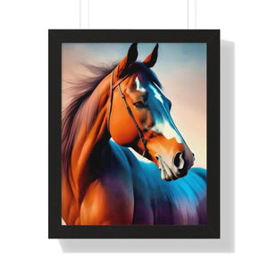 Elegant Brown Horse Framed Vertical Poster - Dipaliz - Posters Prints & Visual Artwork