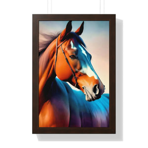 Elegant Brown Horse Framed Vertical Poster - Dipaliz - Posters Prints & Visual Artwork