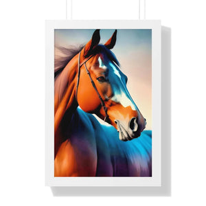 Elegant Brown Horse Framed Vertical Poster - Dipaliz - Posters Prints & Visual Artwork