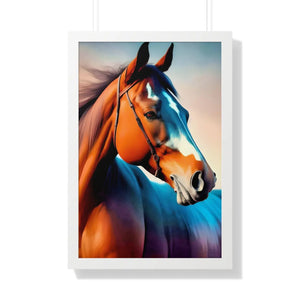 Elegant Brown Horse Framed Vertical Poster - Dipaliz - Posters Prints & Visual Artwork