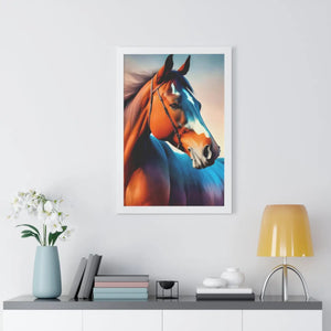 Elegant Brown Horse Framed Vertical Poster - Dipaliz - Posters Prints & Visual Artwork
