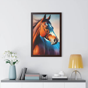 Elegant Brown Horse Framed Vertical Poster - Dipaliz - Posters Prints & Visual Artwork
