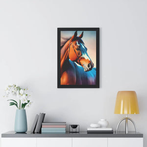 Elegant Brown Horse Framed Vertical Poster - Dipaliz - Posters Prints & Visual Artwork