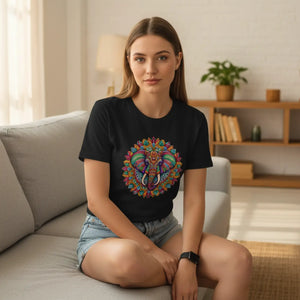 Dipaliz Elephant Mandal Pattern Tee Softstyle t Shirt - T-shirts - s
