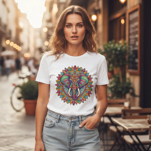 Dipaliz Elephant Mandal Pattern Tee Softstyle t Shirt - T-shirts - s
