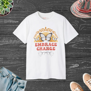 Unisex Butterfly Tee - Ultra Cotton Embrace Change - Dipaliz - T-shirts