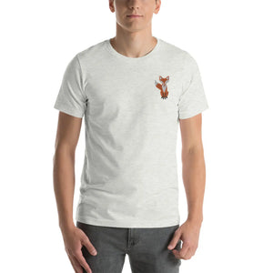 Embroidered Fox T-shirt - Unisex Eco-friendly Gift - Dipaliz - Ash / s