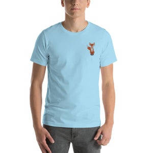 Embroidered Fox T-shirt - Unisex Eco-friendly Gift - Dipaliz - Ocean Blue / s