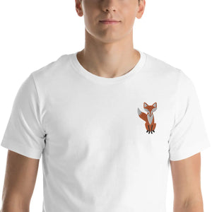 Embroidered Fox T-shirt - Eco-friendly Cotton Tee - Dipaliz - T-shirts - Xs
