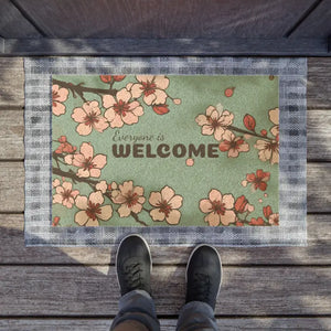 Home Decor - Cherry Blossoms Doormat - Coir Coconut Fiber Welcome Mat - Dipaliz 24’’ x 16’’