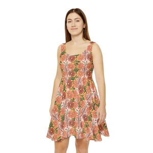 Floral Skater Dress Polyester Spandex Women’s Fashion - Dipaliz - s - Dresses