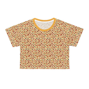 Fall Leaves Pattern Aop Crop Tee Yellow Autumn Vibes - Dipaliz - T-shirts