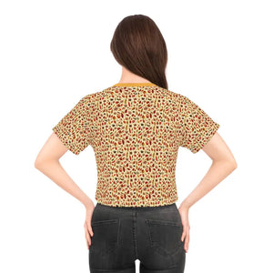 Fall Leaves Pattern Aop Crop Tee Yellow Autumn Vibes - Dipaliz - T-shirts