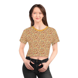 Fall Leaves Pattern Aop Crop Tee Yellow Autumn Vibes - Dipaliz - White Stitching / Xs - T-shirts