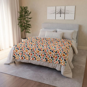 Fall Leaves Pattern – Soft Polyester Blanket - Dipaliz - Blankets