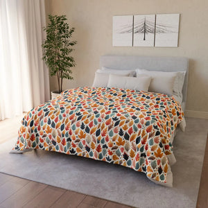 Fall Leaves Pattern – Soft Polyester Blanket - Dipaliz - Blankets