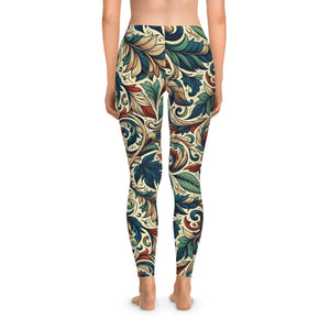 Vibrant Spandex Leggings - Fall Leaves Design - Dipaliz