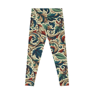 Vibrant Spandex Leggings - Fall Leaves Design - Dipaliz