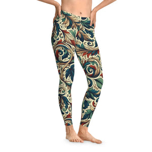 Vibrant Spandex Leggings - Fall Leaves Design - Dipaliz