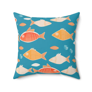 Vibrant Fishes Throw Pillow - Polyester Square - Dipaliz - Pillows
