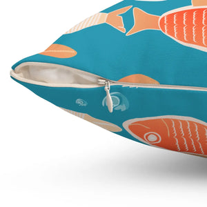 Vibrant Fishes Throw Pillow - Polyester Square - Dipaliz - Pillows