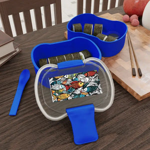 Fishes Two Tier Bento Box Bpa-free - one Size / Blue - Lunch Box Sets