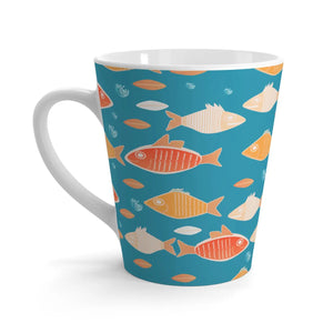 Vibrant Colorful Fishes Latte Mug Rounded Corners Dipaliz - Mugs