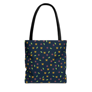 Flowers Tote Bag - All Over Print Butterfly Design - Dipaliz - 13’’ × / Black - Bags