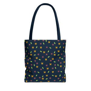 Flowers Tote Bag - All Over Print Butterfly Design - Dipaliz - 13’’ × / Navy - Bags