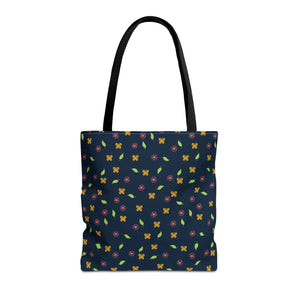 Flowers Tote Bag - All Over Print Butterfly Design - Dipaliz - 16’’ × / Black - Bags