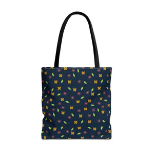 Flowers Tote Bag - All Over Print Butterfly Design - Dipaliz - 18’’ × / Black - Bags