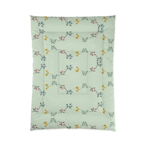 Plush Green Comforter - Floral Pattern Polyester - Dipaliz - Quilts & Comforters