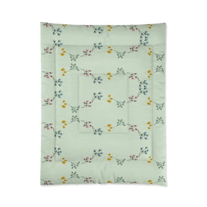 Plush Green Comforter - Floral Pattern Polyester - Dipaliz - Quilts & Comforters