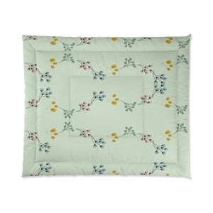 Plush Green Comforter - Floral Pattern Polyester - Dipaliz - Quilts & Comforters