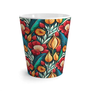 Latte Mug Floral Design Rounded Corners Style Statement - Dipaliz - 12oz - Mugs