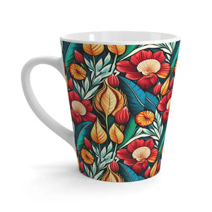 Latte Mug Floral Design Rounded Corners Style Statement - Dipaliz - 12oz - Mugs