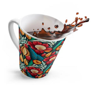 Latte Mug Floral Design Rounded Corners Style Statement - Dipaliz - 12oz - Mugs