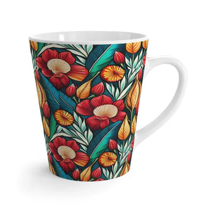 Latte Mug Floral Design Rounded Corners Style Statement - Dipaliz - 12oz - Mugs